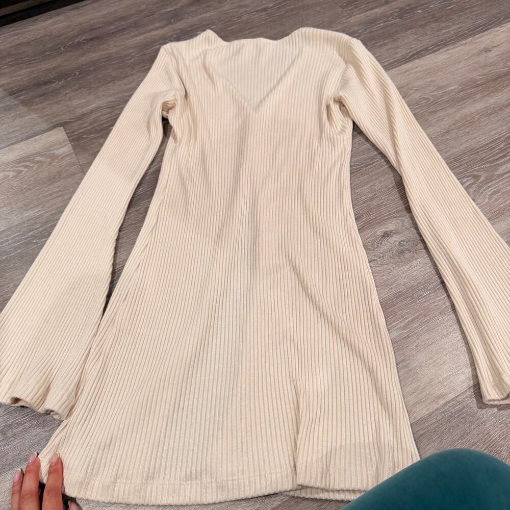 La Semaine Paris Size Small Beige Pearl Ribbed Shirt - Picture 6 of 6